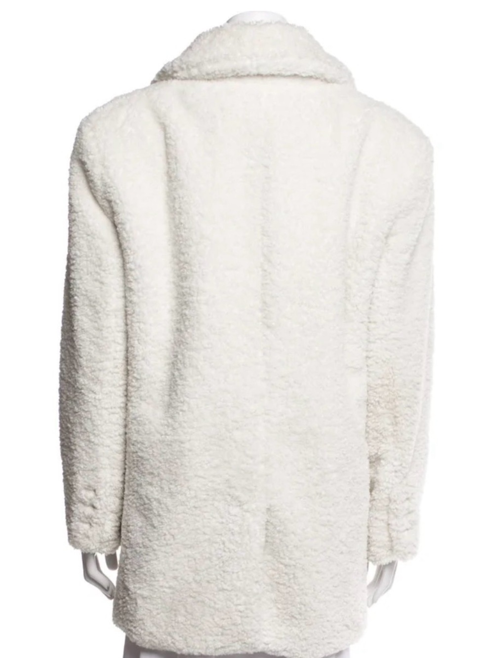 Alice + Olivia Ivory Faux Fur Teddy Coat Shawl Collar Size M - Picture 6 of 9